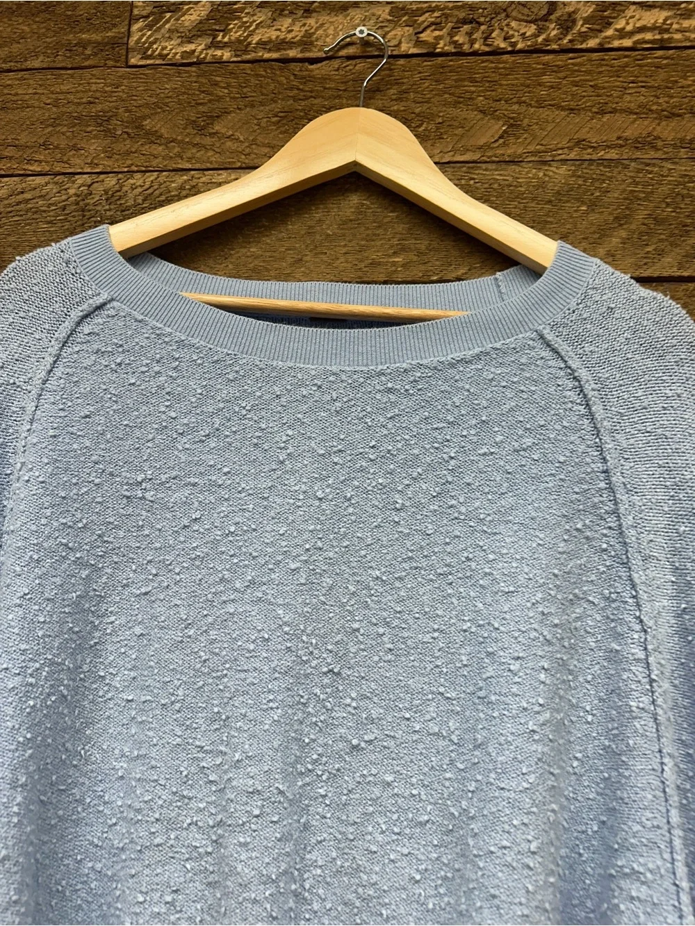 Free People Sky Blue Off-the-Shoulder Textured Knit Sweater Size XS